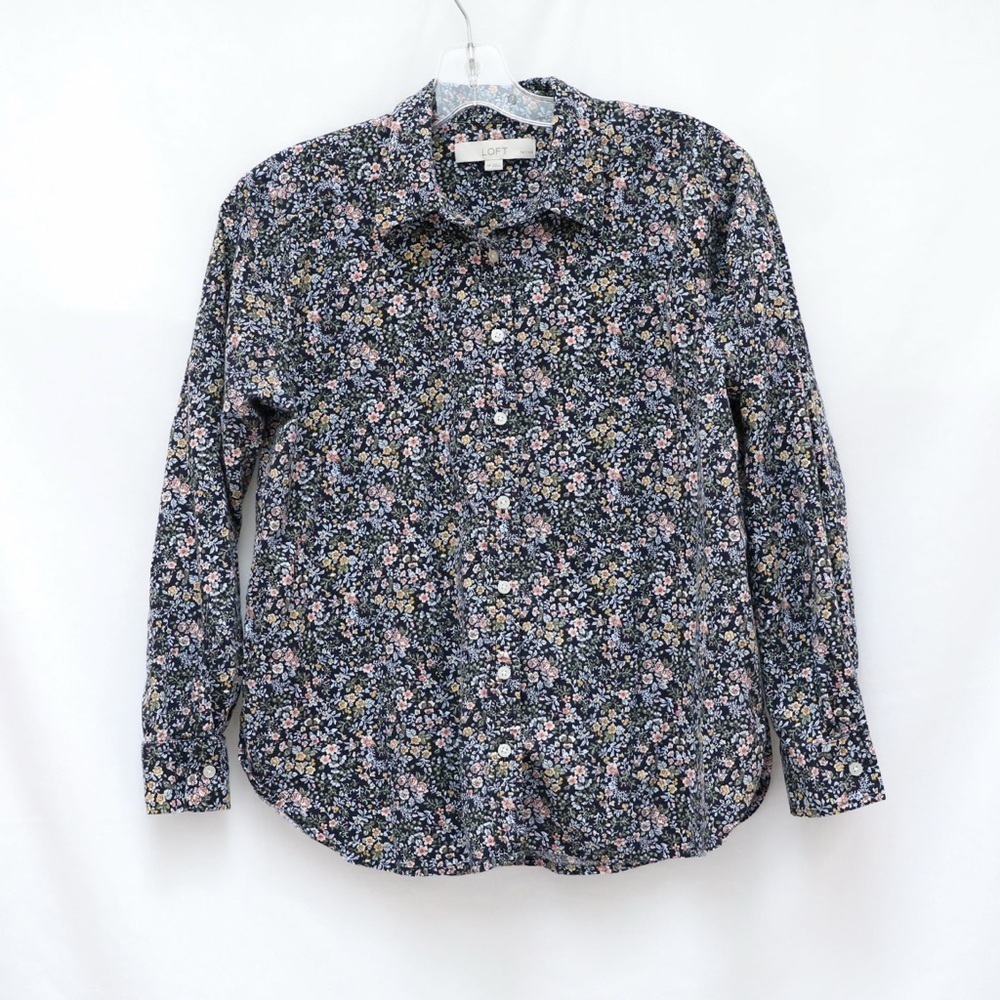 LOFT women's shirt ditsy floral print liberty fairycore petite medium MP loose